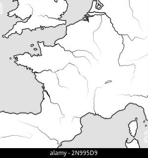 Mappa delle Terre FRANCESI: Francia e le sue regioni â – Ile-de-France, Champagne, Normandie, Bretagne, Aquitania, Occitanie, Provenza, Borgogna, Lorena Foto Stock