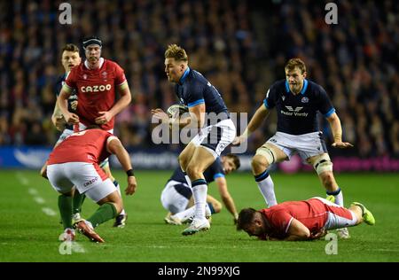 Edimburgo, Regno Unito. 11th febbraio 2023. Duhan van der Merwe della Scozia durante la partita delle Guinness 6 Nations al Murrayfield Stadium, Edimburgo. Il credito dell'immagine dovrebbe essere: Neil Hanna / Sportimage Credit: Sportimage/Alamy Live News Foto Stock