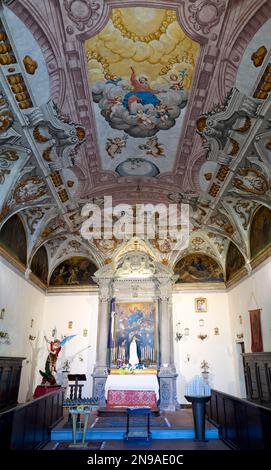 Cortona Arezzo Toscana Italia. Affreschi nella Chiesa inferiore di San Marco Foto Stock