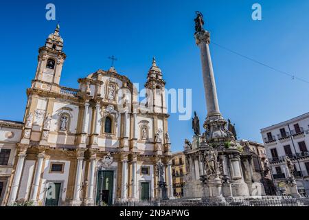 La chiesa barocca di San Domenico nel centro storico di Palermo, in Sicilia Foto Stock