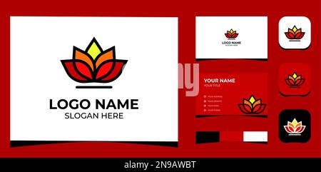 Modello Logo Creative Lotus Icon geometria. Modello creativo con tavolozza colori, branding visivo, biglietto da visita e icona. Illustrazione Vettoriale
