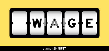 Colore nero in parola salario su banner slot con sfondo giallo Illustrazione Vettoriale