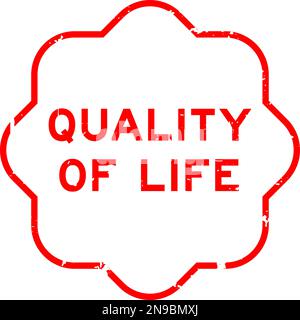 Grunge rosso qualità della vita parola sigillo timbro in gomma su sfondo bianco Illustrazione Vettoriale