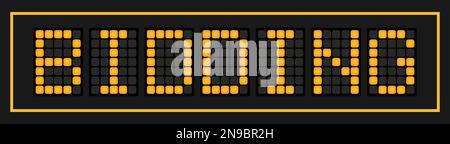 Banner a LED di colore arancione in parola su sfondo nero Illustrazione Vettoriale