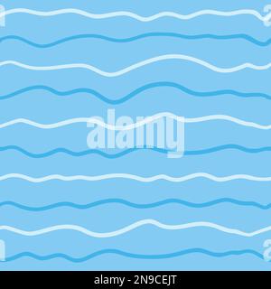 Schema senza giunture della linea d'onda. Illustrazione vettoriale su sfondo blu. Illustrazione Vettoriale