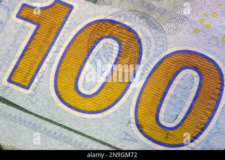 Benjamin Franklin è comparso sulla nota bancaria della riserva federale $100 Bill, 2023, Stati Uniti d'America Foto Stock