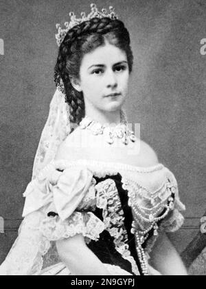 Elisabetta di Baviera (Elisabetta Amalie Eugenie, 24 dicembre 1837 – 10 settembre 1898) è stata Imperatrice d'Austria e Regina d'Ungheria dal suo matrimonio con l'imperatore Francesco Giuseppe i il 24 aprile 1854 fino al suo assassinio nel 1898. Foto Stock