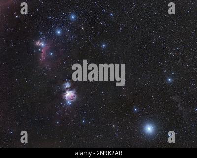 Orion Nebula (Messier 42, M42, NGC 1976), nebulosa diffusa situata nella Via Lattea Foto Stock