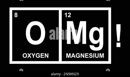 OMG – ossigeno e magnesio. Frase divertente su sfondo nero Illustrazione Vettoriale