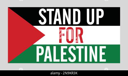 Alzati per il disegno vettoriale della Palestina con la bandiera della Palestina. Illustrazione Vettoriale
