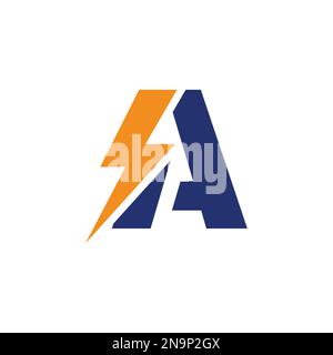 Un logo lettera con design Lightning Thunder Bolt Vector. Lettera elettrica del bullone Un'illustrazione vettoriale del logo. Illustrazione Vettoriale
