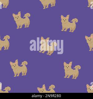 Motivo Teacup frise Bichon senza cuciture. Diversi colori e pose del mantello. Illustrazione vettoriale Illustrazione Vettoriale