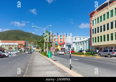 Centro città, Waterfront Drive, Road Town, Tortola, le Isole Vergini Britanniche (BVI), piccole Antille, Caraibi Foto Stock