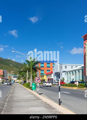 Centro città, Waterfront Drive, Road Town, Tortola, le Isole Vergini Britanniche (BVI), piccole Antille, Caraibi Foto Stock