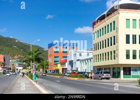 Centro città, Waterfront Drive, Road Town, Tortola, le Isole Vergini Britanniche (BVI), piccole Antille, Caraibi Foto Stock