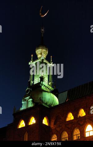 Tetto del Municipio di Stoccolma Stadshuset di notte Foto Stock