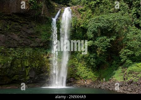 Cascata nella foresta sull'isola di Bioko; Isola di Bioko Sud, Guinea Equatoriale Foto Stock