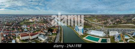 Vista panoramica aerea di Nagyvarad, Oradea in Romania Foto Stock