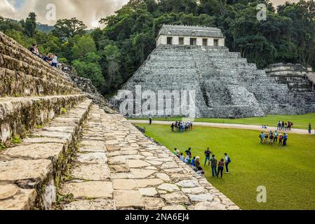 Tempio del conte rovine della città maya di Palenque; Chiapas, Messico Foto Stock