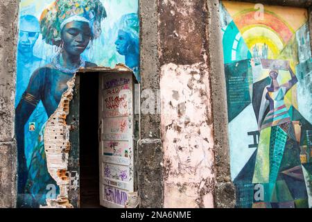 Murales; Salvador, Bahia, Brasile Foto Stock