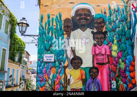 Murales; Salvador, Bahia, Brasile Foto Stock