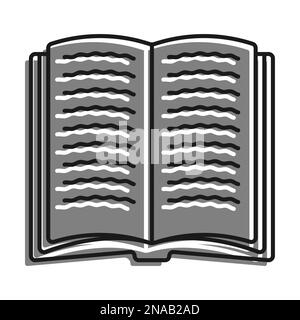 Apri libro. Istruzione a scuola, acquisizione di conoscenze in biblioteca. Icona lineare riempita con colore grigio. Semplice vettore bianco e nero Illustrazione Vettoriale