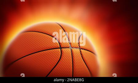 Basket luminoso su sfondo rosso. Illustrazione 3D. Foto Stock