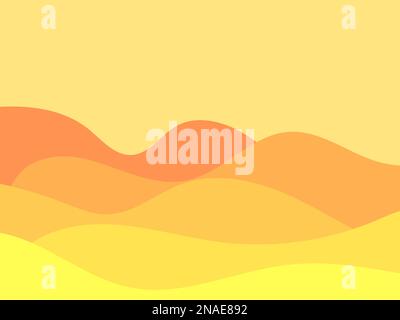 Paesaggio desertico con dune in stile minimalista. Vista ondulata del deserto in stile piatto. Arredamento boho per stampe, poster e interior design. Metà secolo mod Illustrazione Vettoriale