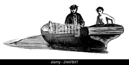 Due uomini in barca a remi Foto Stock