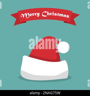 Cappello di Santa con ombra e nastro in un design piatto Illustrazione Vettoriale
