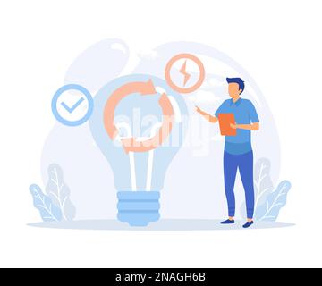 Illustrazione circolare dell'economia. Crescita economica sostenibile, recupera il riutilizzo e riduce le emissioni di CO2 e l'impatto sul clima. ESG, energia verde e industria Illustrazione Vettoriale