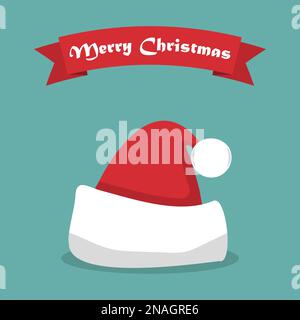 Cappello di Santa con ombra e nastro in un design piatto Illustrazione Vettoriale