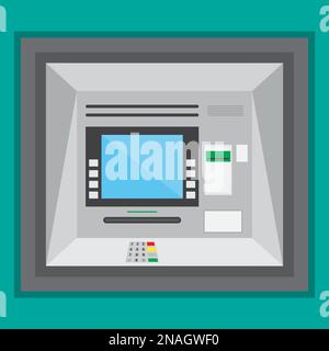 Bancomat all'aperto in un design piatto. Illustrazione vettoriale EPS10 Illustrazione Vettoriale