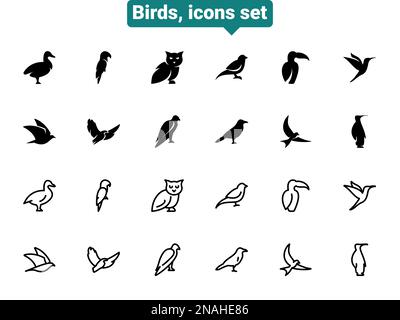 Icone vettoriali semplici. Illustrazione piatta su un uccello a tema Illustrazione Vettoriale