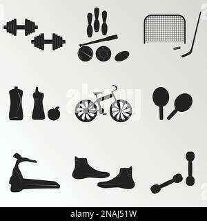 Set di oggetti sul tema dello sport Illustrazione Vettoriale