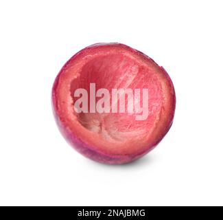 Buccia di frutta di mangostee isolata su bianco Foto Stock