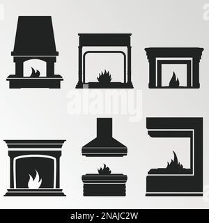 Set di oggetti sul tema dei caminetti Illustrazione Vettoriale