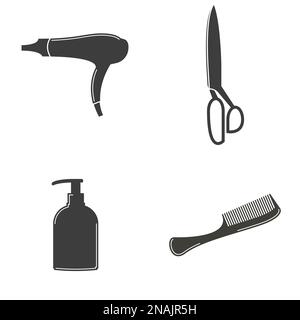 Insieme di oggetti sul tema della cura dei capelli Illustrazione Vettoriale