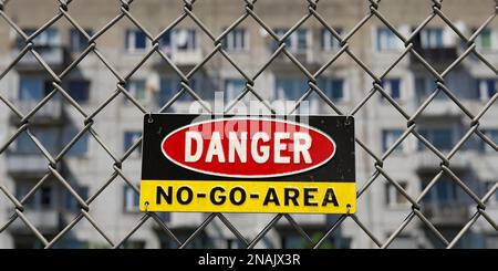 Cartello No Go Area, ghettoizzazione, problem District Foto Stock