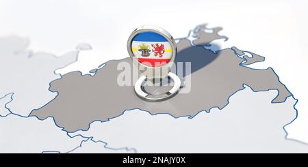 Meclemburgo-Pomerania anteriore, MV, stato, destinazione, mappa, scelta, navigazione, elezioni, turismo, migrazione, Meclemburgo, Vorpommern, bandiera, stemma Foto Stock