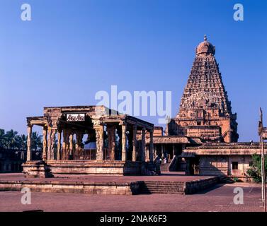 10th ° secolo Brahadeeswara Tempio Thanjavur, Tanjore, Tamil Nadu, India Foto Stock