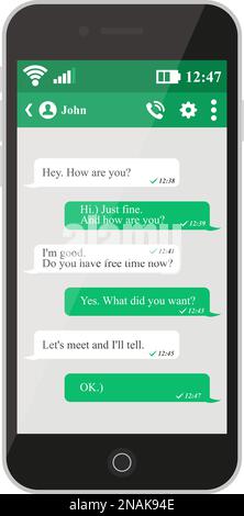 Concetto di social network. Modello vuoto. Messenger. Concetto di chating e messaggistica Illustrazione Vettoriale