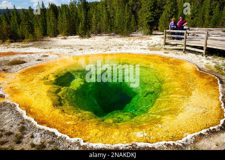 Piscina mattutina Glory nel parco nazionale di Yellowstone. Wyoming. STATI UNITI Foto Stock