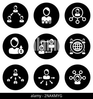 Insieme di icone semplici su un tema riferimento, vettore, disegno, collezione, piatto, segno, simbolo, elemento, oggetto, illustrazione, isolato. Sfondo bianco Illustrazione Vettoriale