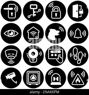 Insieme di icone semplici su un tema sicurezza domestica , vettore, disegno, collezione, piatto, segno, simbolo,elemento, oggetto, illustrazione, isolato. Sfondo bianco Illustrazione Vettoriale