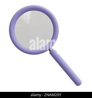 Blu lente di ingrandimento cartone animato icona minima isolato su sfondo bianco, rendering 3D Foto Stock