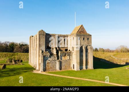 Il castello normanno, Castello Rising, Kings Lynn, Norfolk, Inghilterra Foto Stock
