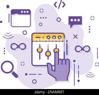 Impostazioni manuali, opzioni del pannello di controllo del sito Web progettazione icone vettoriali, Cloud computing e servizi di hosting Internet Symbol, Illustrazione Vettoriale