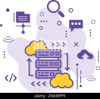 Storage delle transazioni scalabile Vector Icon Design, Cloud Data center e servizi di hosting Web Symbol, Cloud Data Transmission Concept, Remote computer Illustrazione Vettoriale