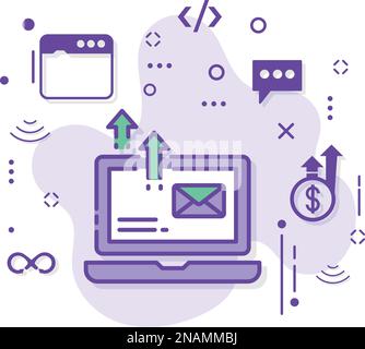 Email Burst At Once Vector Icon Design, Cloud Computing e servizi di hosting Internet Symbol, Mail Client Software Stock Illustration, Email Send All Illustrazione Vettoriale
